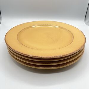 Set Of 4 Pier 1 Toscana Earthenware Charger Plates 13.5" Gold Handpainted